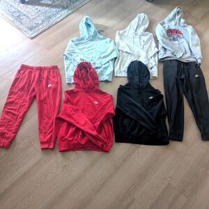 Nike Red, Black, and Blue Hoodie and Sweatpants Collection